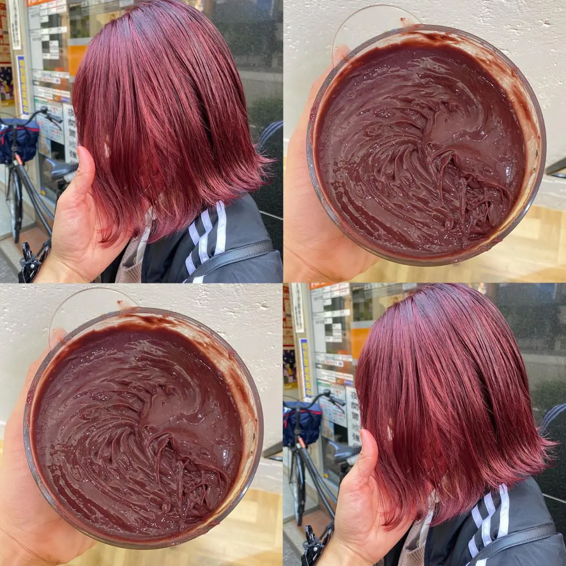 ミディアム カラー ボルドーカラー レッドカラー 色落ちまで可愛い🧚 心斎橋hikaruのヘアスタイル
