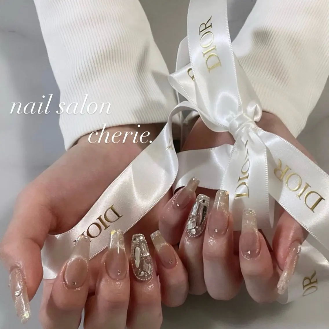 ネイル キラキラネイル ロングネイル マグネットネイル ハンドネイル nail salon cherieのネイルデザイン