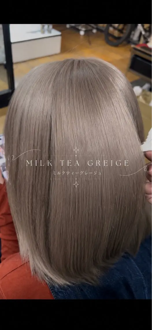 ショート カラー ブリーチ グレージュ ミルクティーグレージュ ヘアカラー トリートメント hairCALON よしきモデル募集中のヘアスタイル