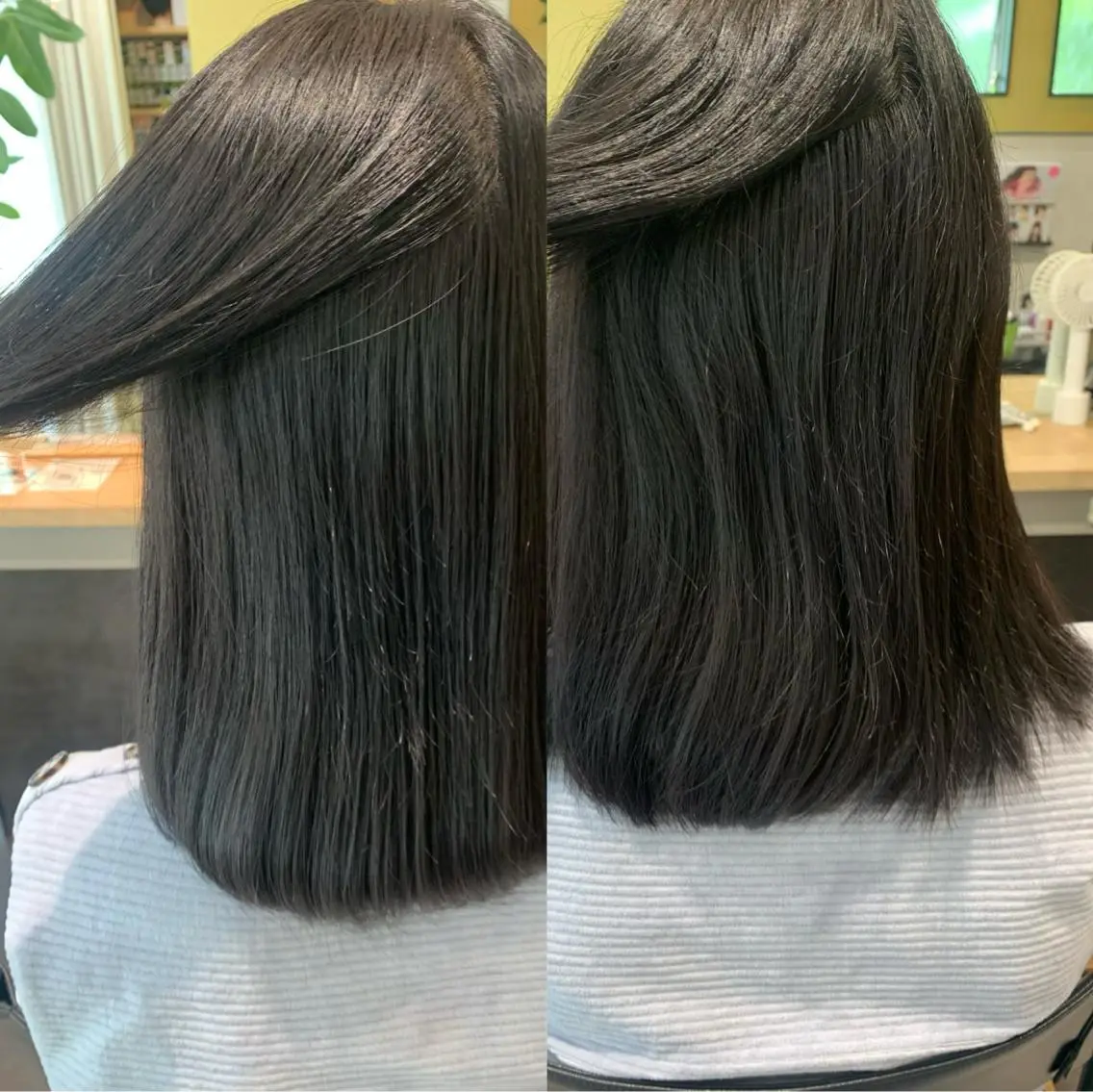 ミディアム パーマ カット 縮毛矯正 トリートメント hubhair レイヤー/透明感のヘアスタイル