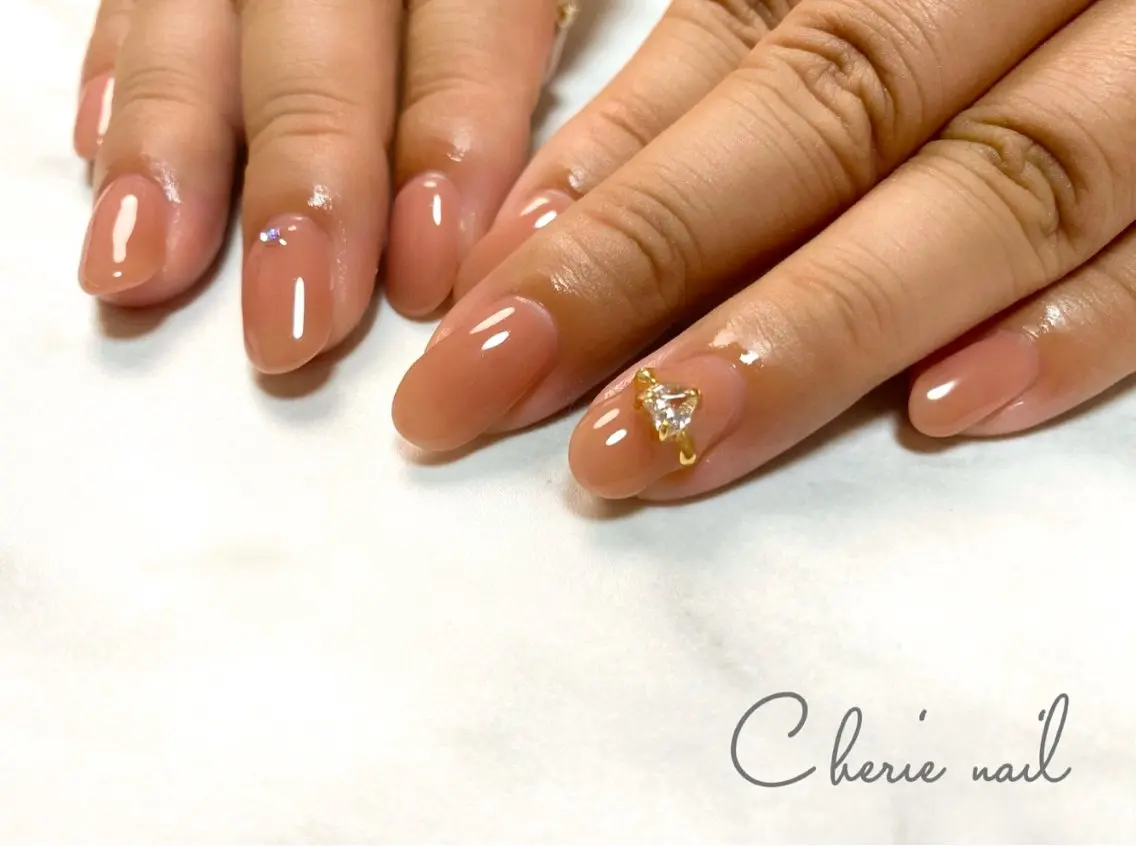 ネイル ジェルネイル ワンカラーネイル ワンホンネイル Cherienail yunaのネイルデザイン