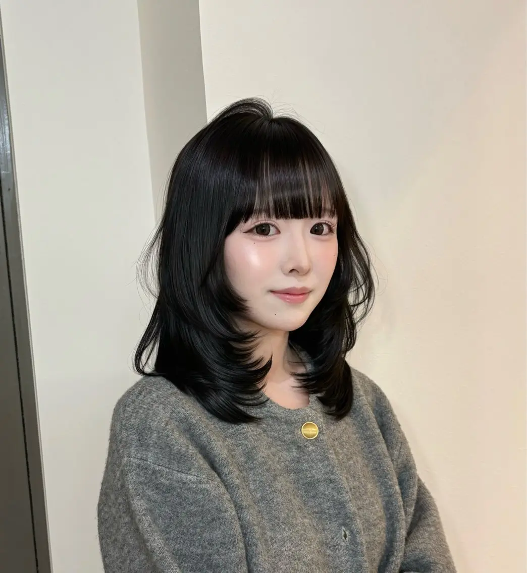 ミディアム カラー 透明感カラー ハッシュカット 韓国風ヘア レイヤー/透明感♡ 絆のヘアスタイル