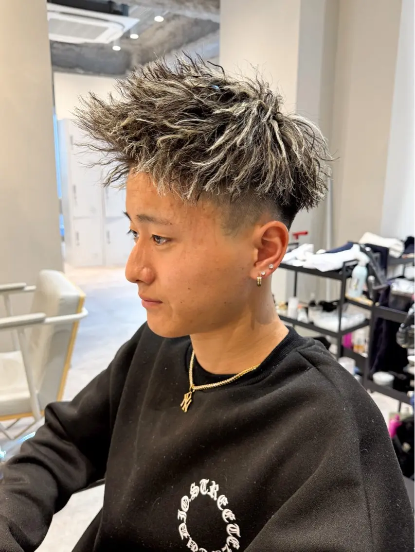 ショート カラー パーマ メンズ カット ヘアカラー パーマ メンズパーマ メンズ特化ryoのヘアスタイル