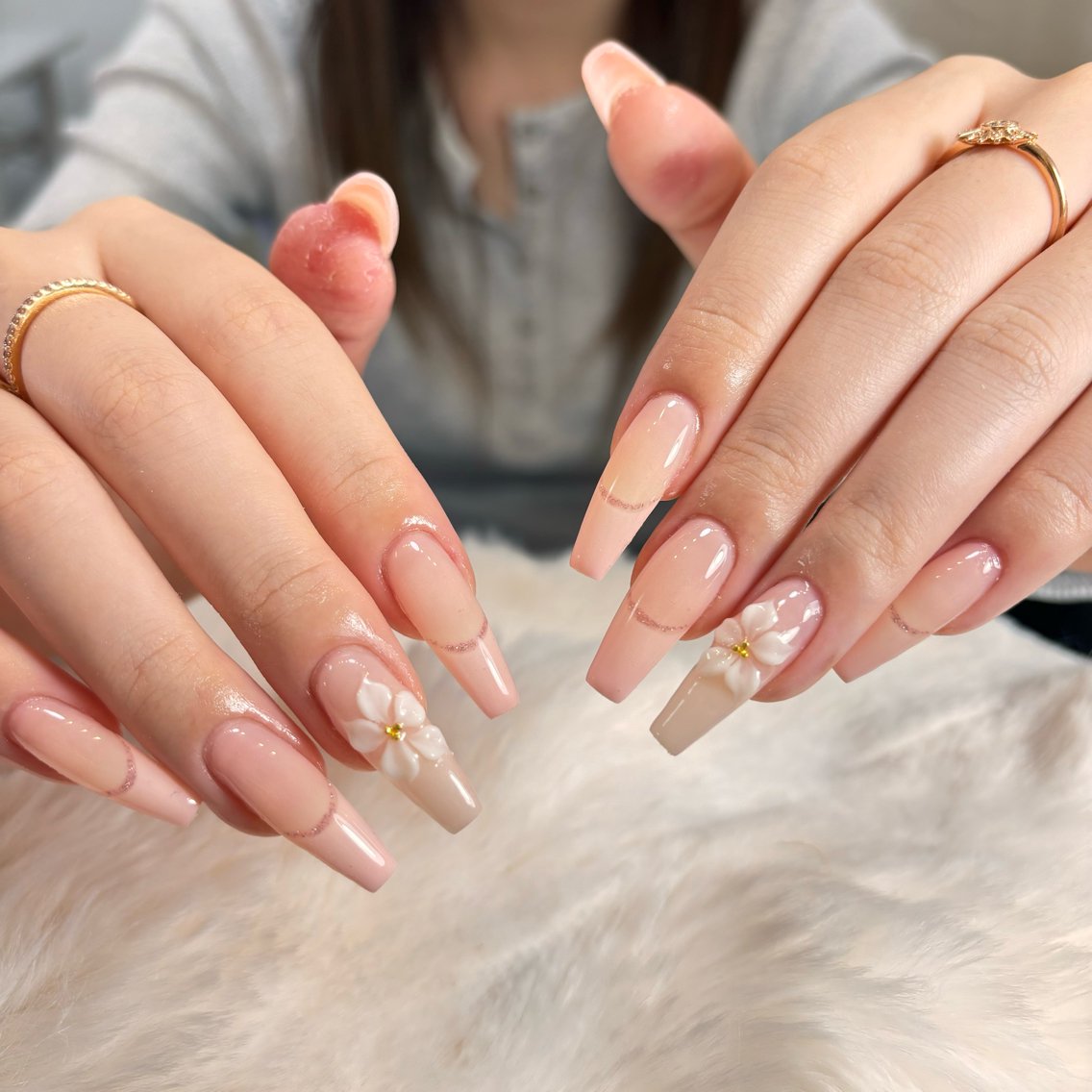 ネイル 桜ネイル 長さ出し フレンチネイル 韓国ネイル マグネットネイル ハンドネイル Kiwami nailsalonのネイルデザイン