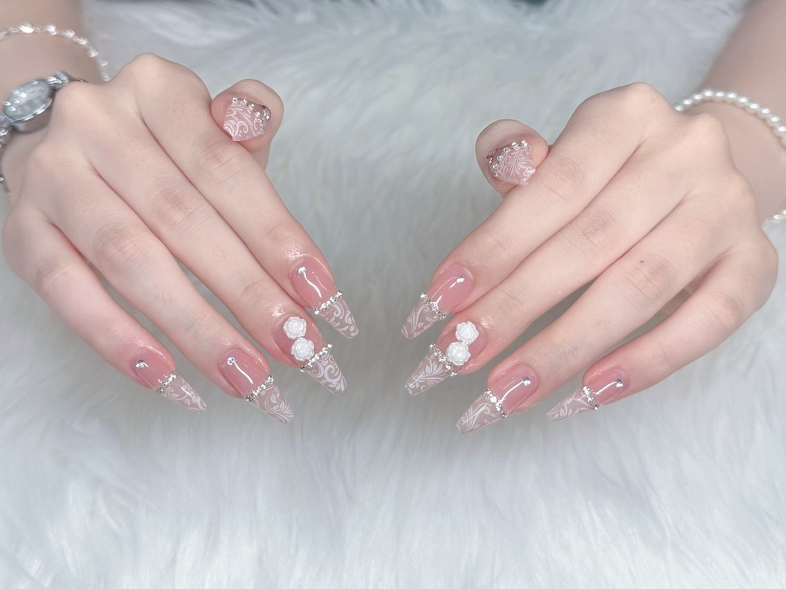 ネイル 韓国ネイル ロングネイル 持ち込み ネイルチップ ワンホンネイル ハンドネイル GOHOUBI Nail 心斎橋店のネイルデザイン