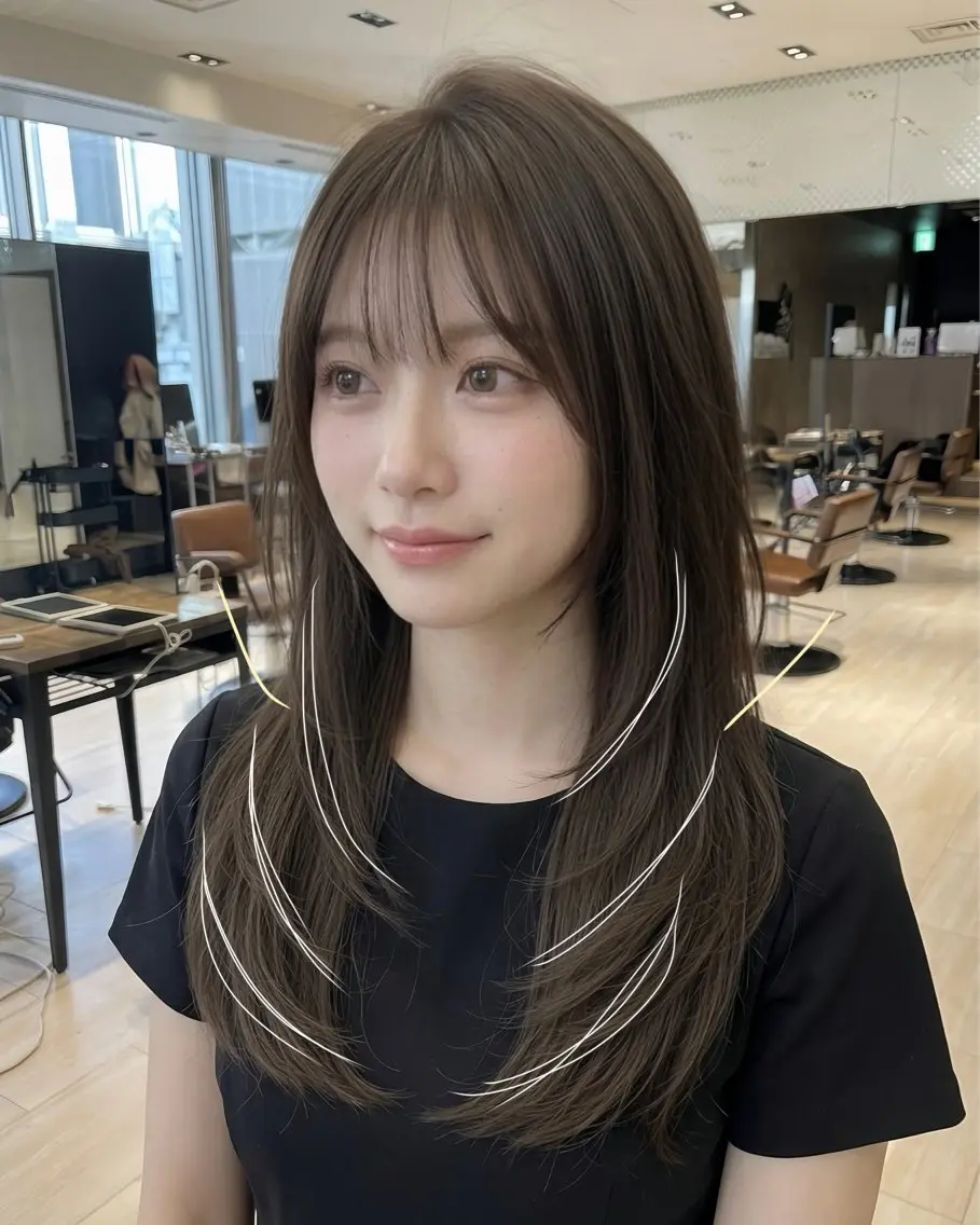 セミロング カット ヘアカラー 透明感カラー/韓国レ イヤー/宮下知也のヘアスタイル