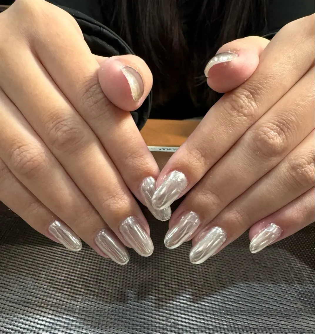 🩷新人ネイリスト🩷HANDオーロラミラーパウダー(オフなし)パーツ追加OK(別料金)の写真