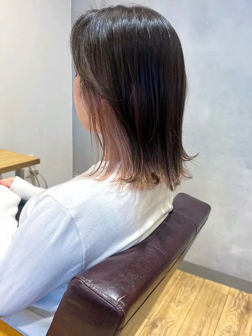 ミディアム カラー ヘアカラー 地毛風ストレート ミニボブ🌷江梨🍎のヘアスタイル