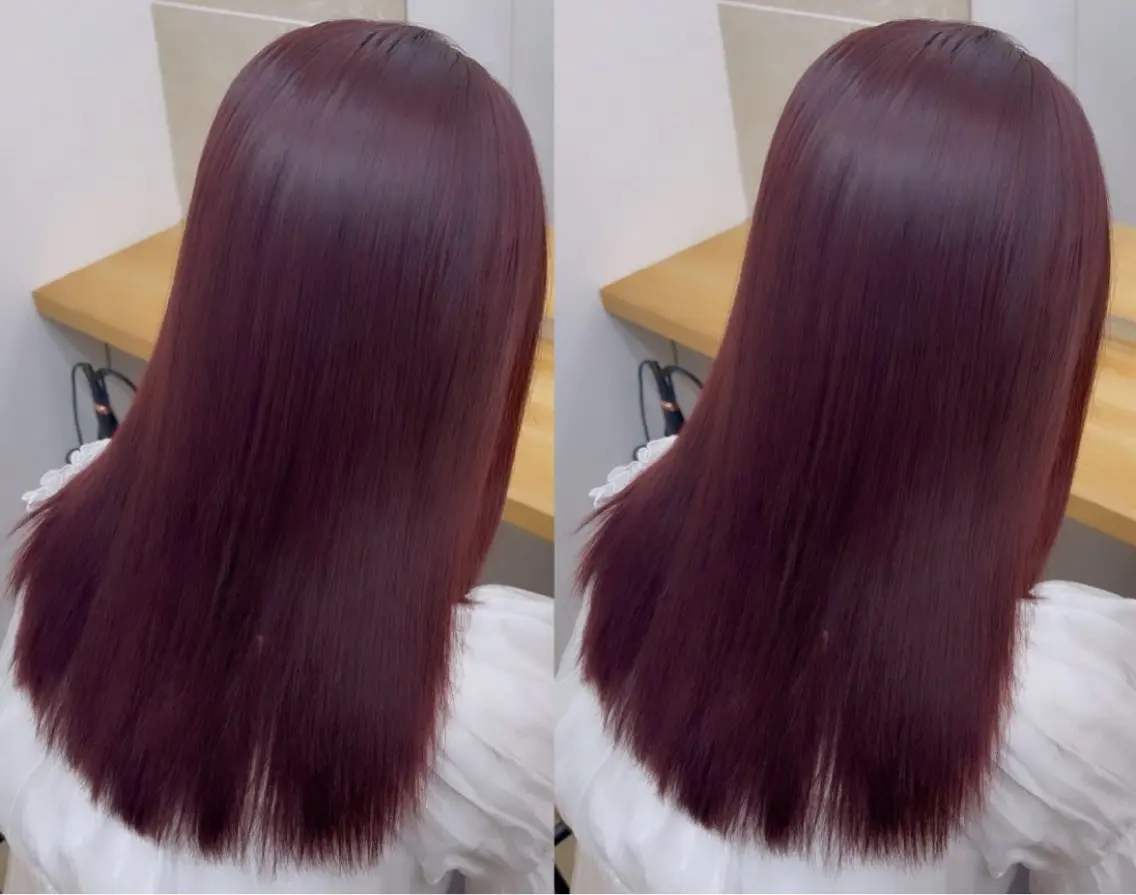カラー カシス レッドカラー カット ヘアカラー 似合わせショート特化 ルナのヘアスタイル