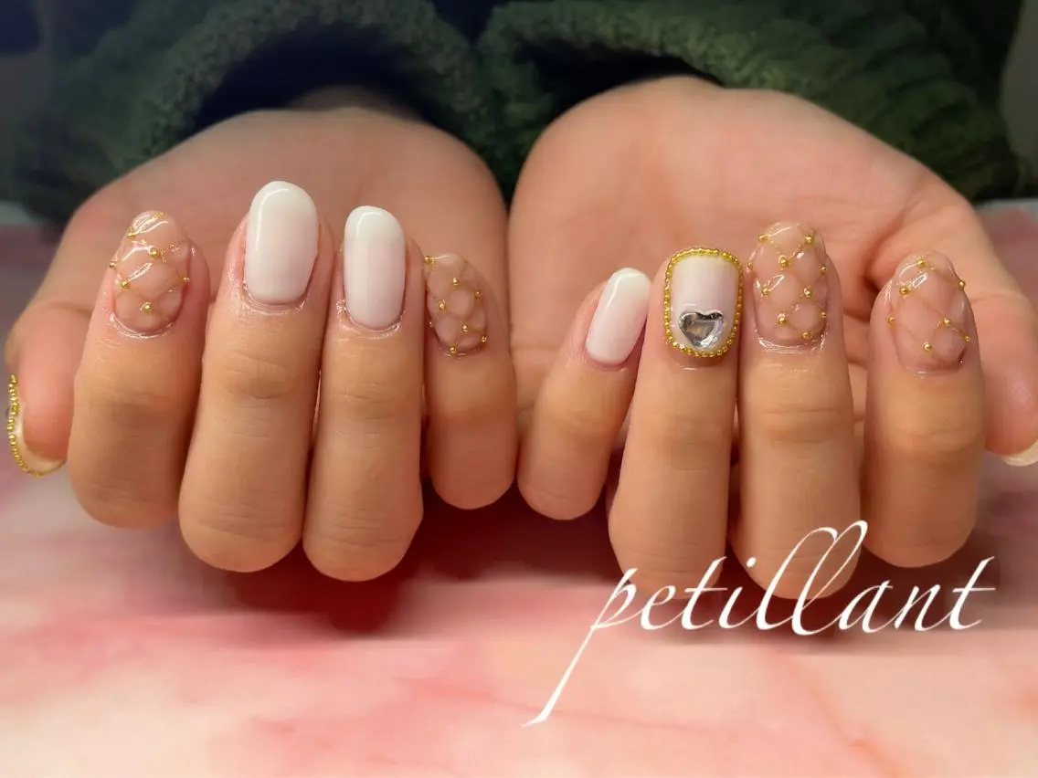 ネイル アートネイル ハート nail salon petillantのネイルデザイン