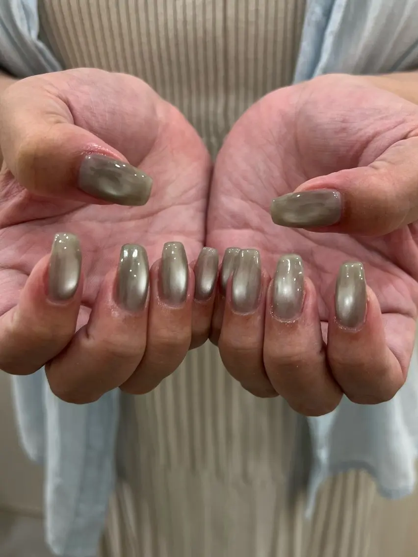 ネイル グリーン 氷ネイル・うるうるネイル ハンドネイル tuki nail suzumiのネイルデザイン