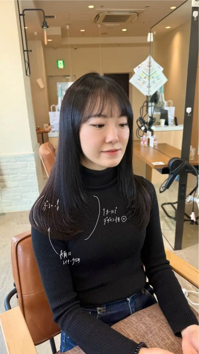 セミロング レイヤーカット カット トリートメント fitするカット♡/ 多幸感/ふうか◠‿◠のヘアスタイル
