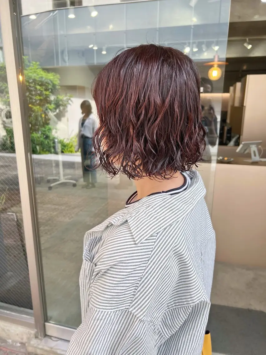 ショート パーマ カット パーマ トリートメント ボブパーマコテ巻き風 パーマNo1深江秀平のヘアスタイル