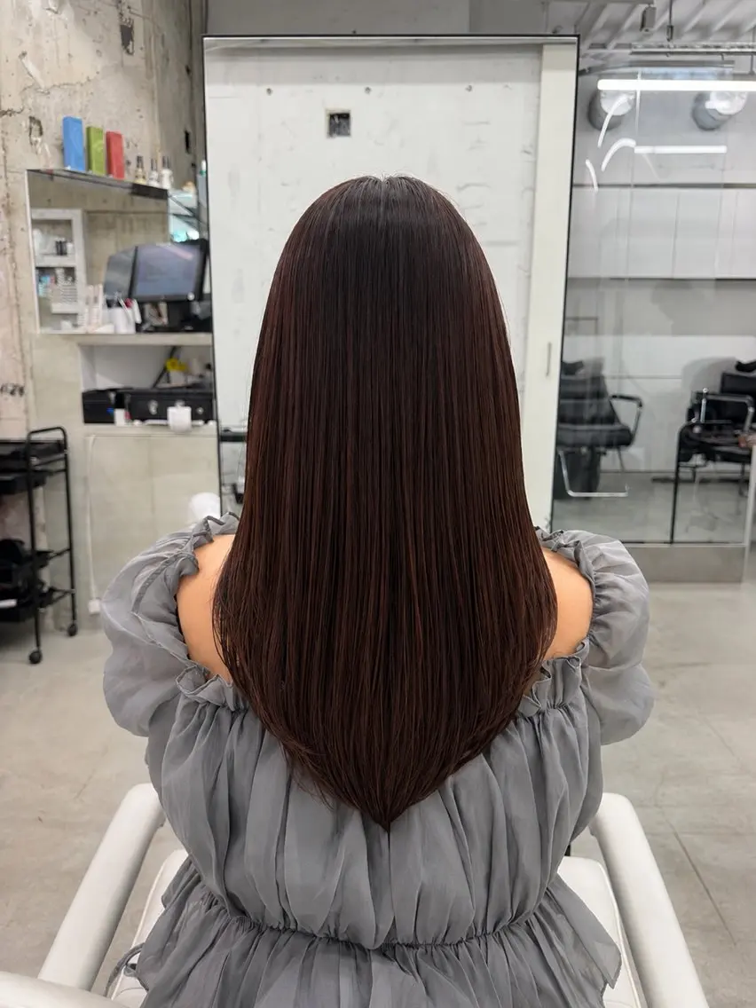 ミディアム カット ヘアカラー トリートメント 髪質改善×ブリーチ なしカラー/桃愛のヘアスタイル