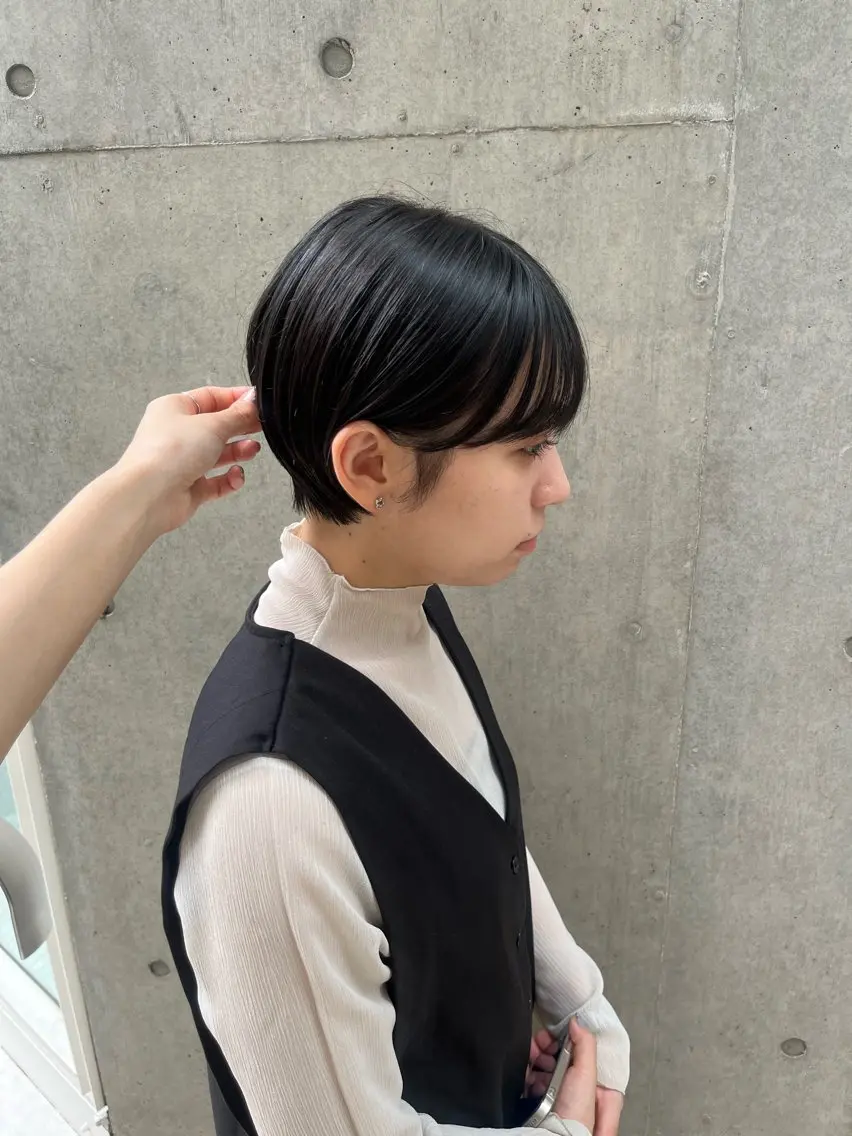 ショート 縮毛矯正ボブ&顔まわ レイヤー♡TOMOEのヘアスタイル