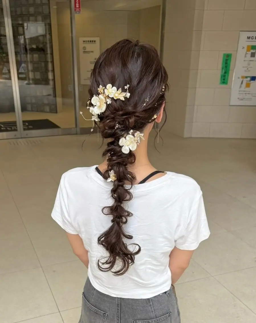 ヘアアレンジ 結婚式・ブライダル ヘアセット 再現性重視ショート/ レイヤー/ヘアセットのヘアスタイル