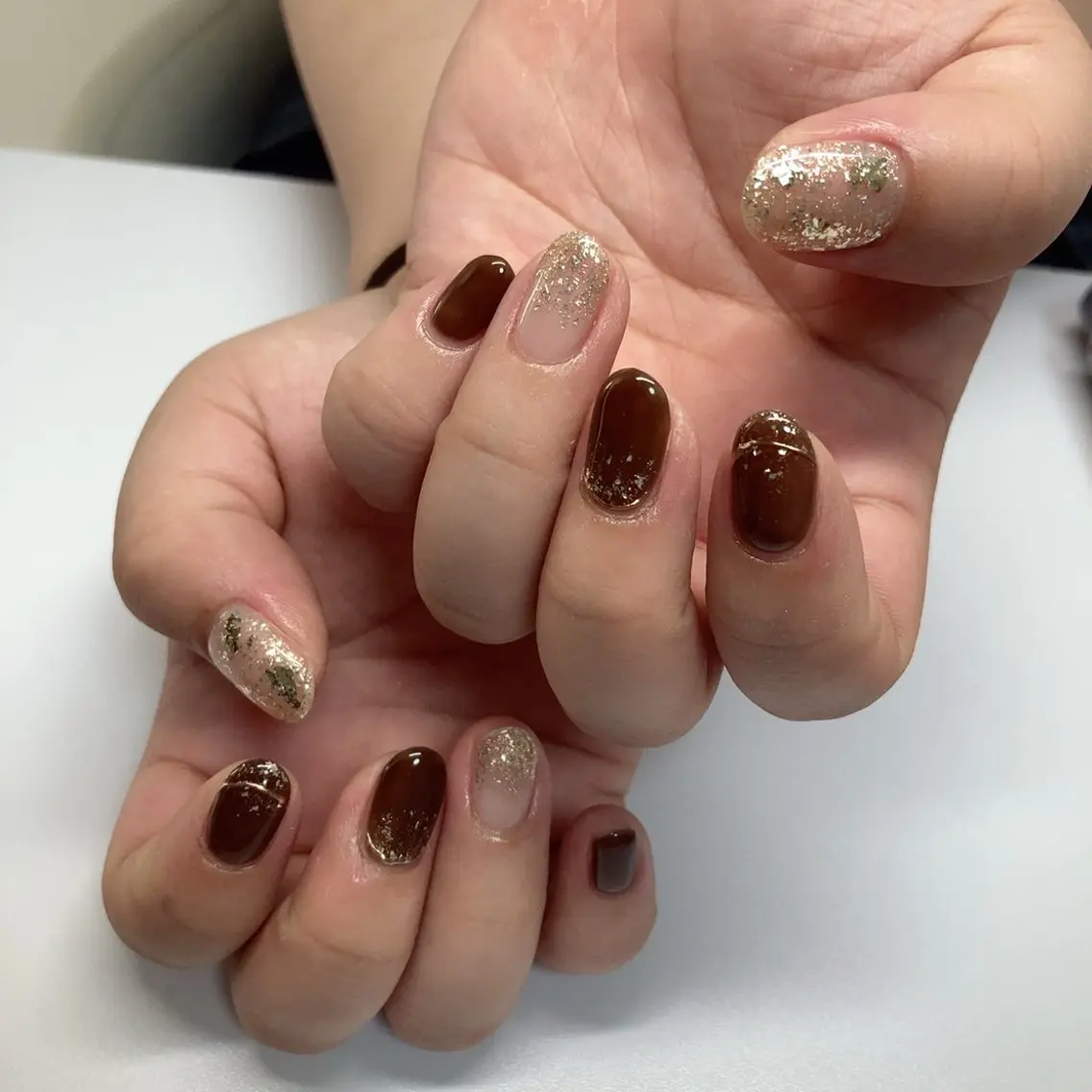 ネイル ブラウン キラキラネイル nail Callaのネイルデザイン