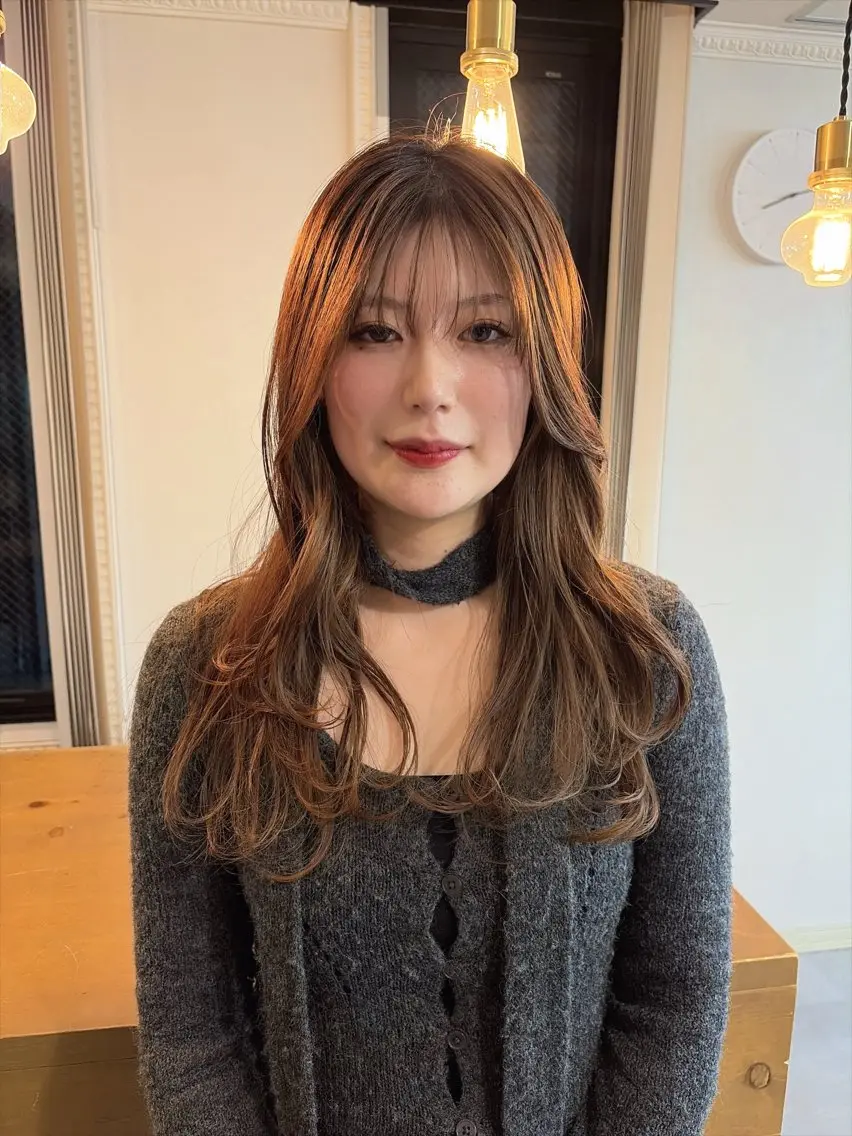 ロング カット ヘアカラー 南堀江レイヤーカット MIKU🍒のヘアスタイル