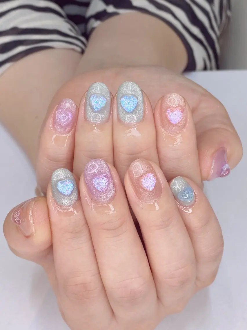 ネイル アニマル柄 アートネイル オーロラネイル 桜ネイル クリアネイル Nail Salon ertiのネイルデザイン