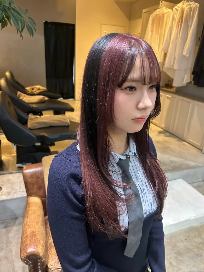 ロング カラー カット ヘアカラー 髪質改善×ハイトーン レイヤー天神美容室のヘアスタイル
