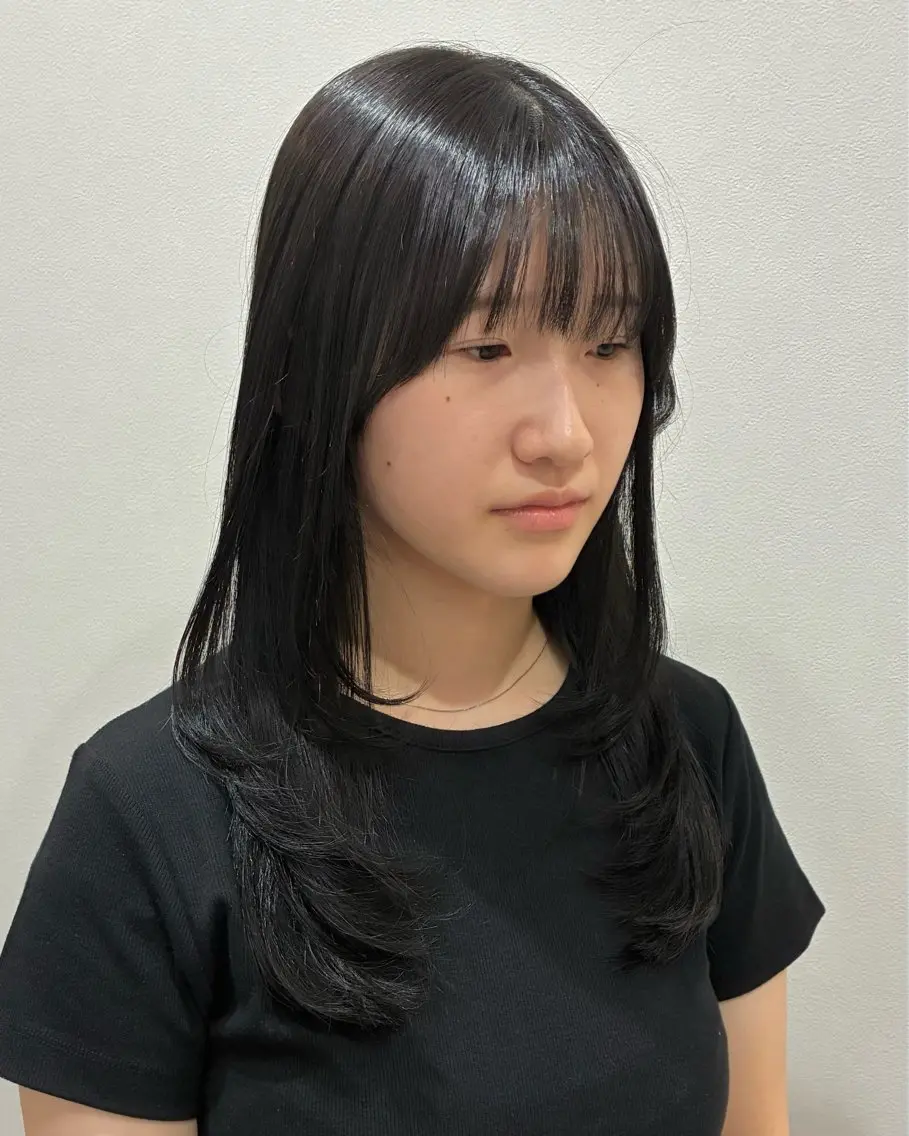セミロング レイヤーカット カット ヘアカラー 縮毛矯正 柴田真衣 /ナチュラル/半個室のヘアスタイル