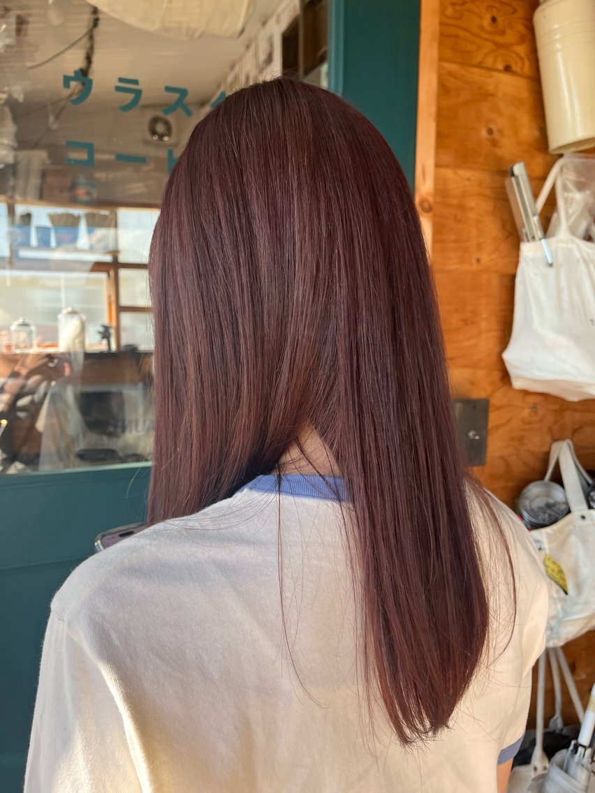 ロング カラー ベージュカラー ダブルカラー ピンクカラー ピンクベージュ 佐藤 聖音のヘアスタイル