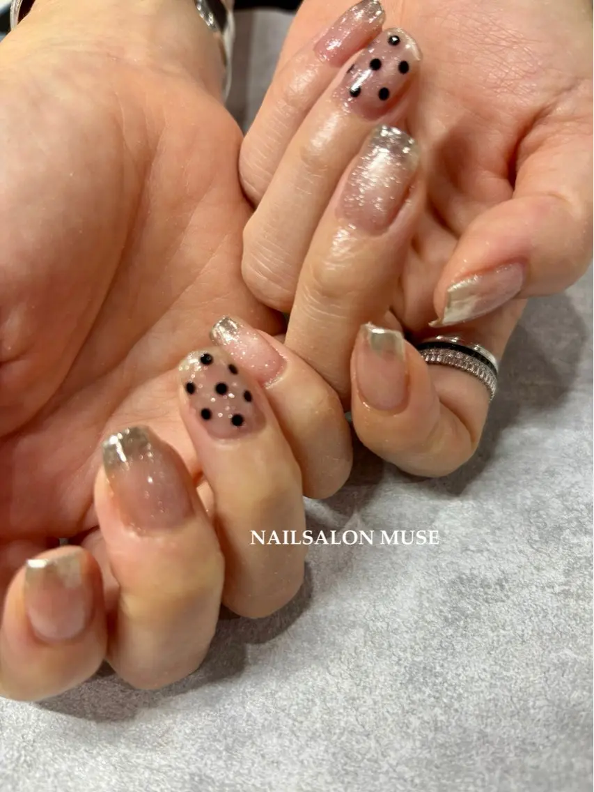 ネイル アートネイル ドット フレンチネイル ジェルネイル 氷ネイル・うるうるネイル ハンドネイル Nail Salon MUSE Aiのネイルデザイン