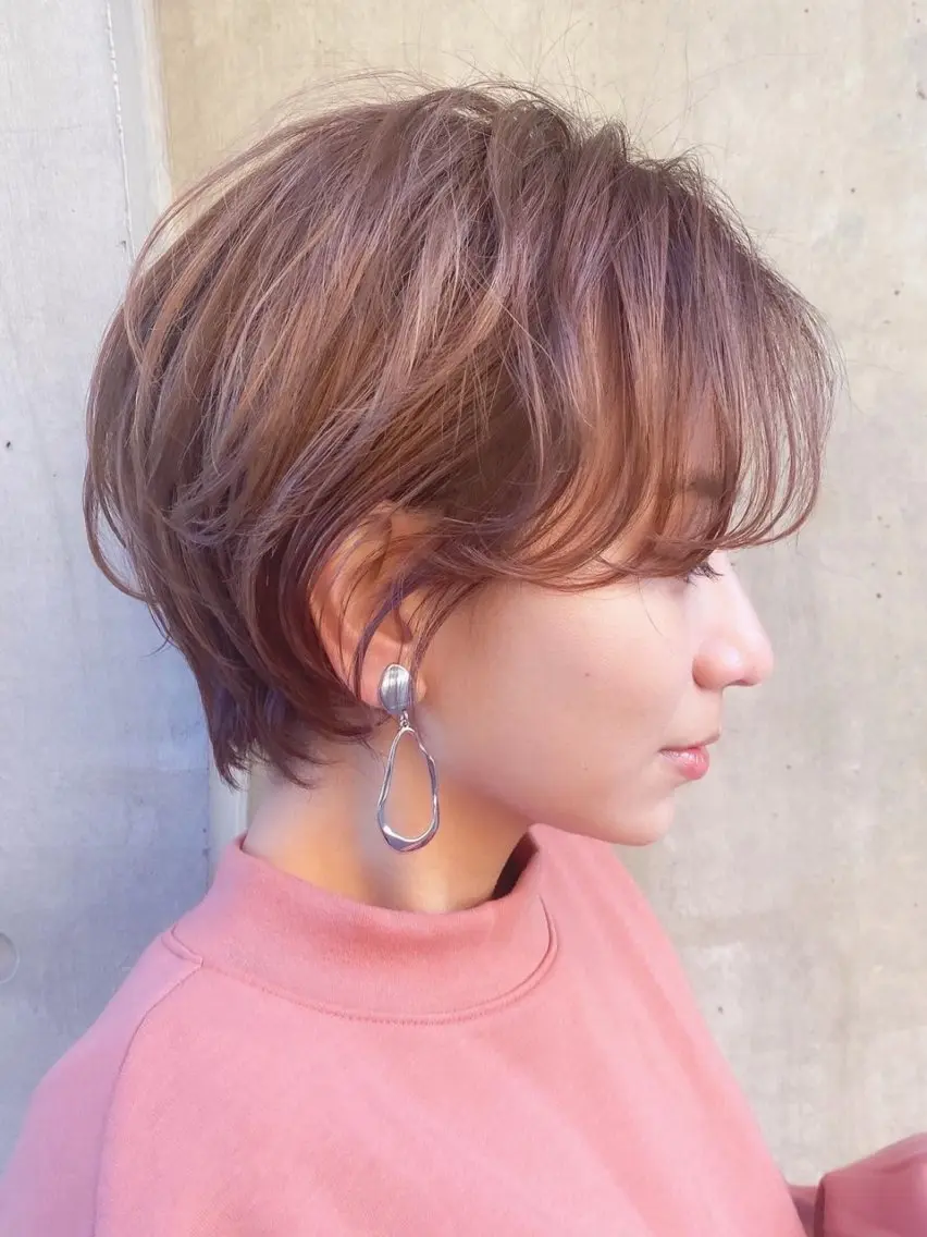 ショート ショートヘア 縮毛矯正/ストンボブ Wカラー💎ヒデジのヘアスタイル