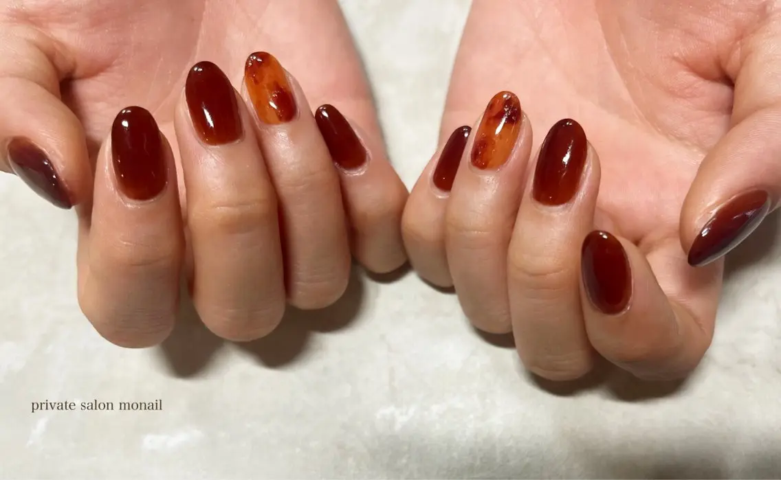 ネイル べっ甲ネイル ハンドネイル nail salon monailのネイルデザイン