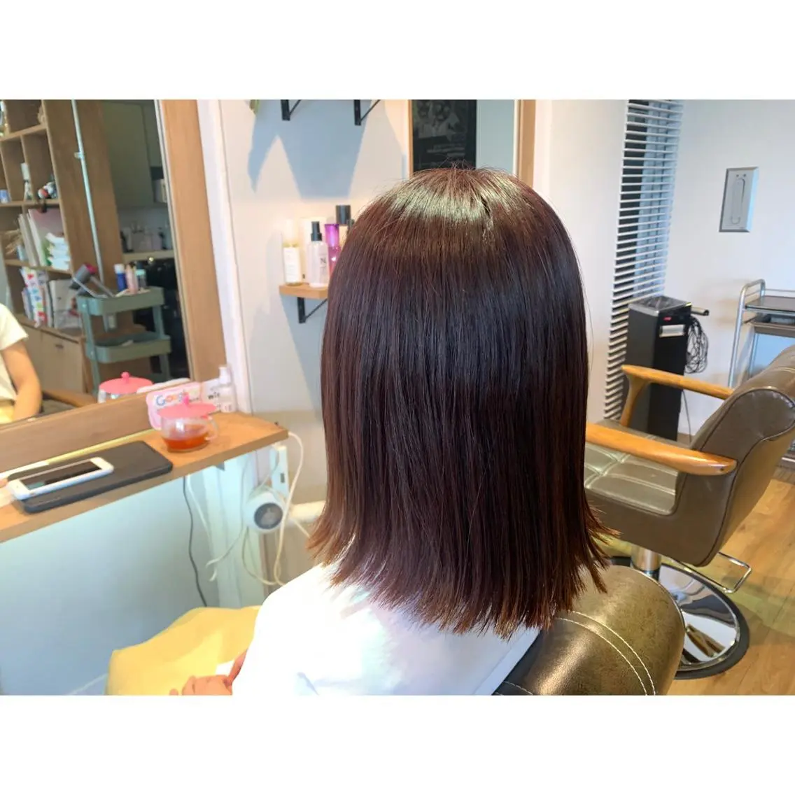 セミロング カラー ベージュカラー ピンクカラー ピンクベージュ ヘアカラー トリートメント ツキダテ ユイのヘアスタイル
