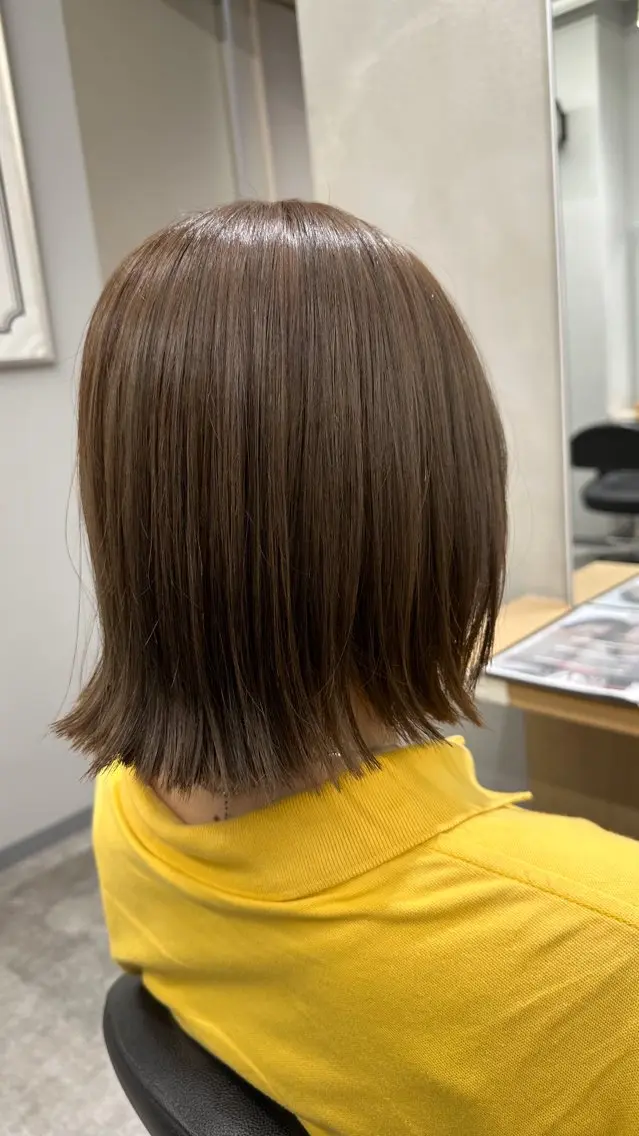 ミディアム ボブ 外ハネヘア カット ヘアカラー 巻ける髪質改善🫧ハ イライト/永田汰伊智のヘアスタイル