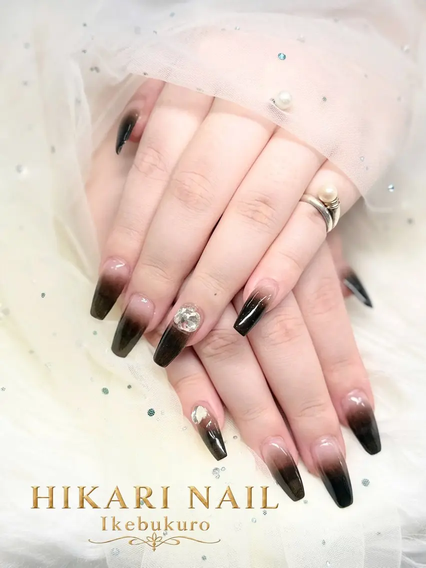 ネイル チークネイル 長さ出し フレンチネイル ガーリー ハロウィン ハンドネイル HikariNail Ikebukuroのネイルデザイン