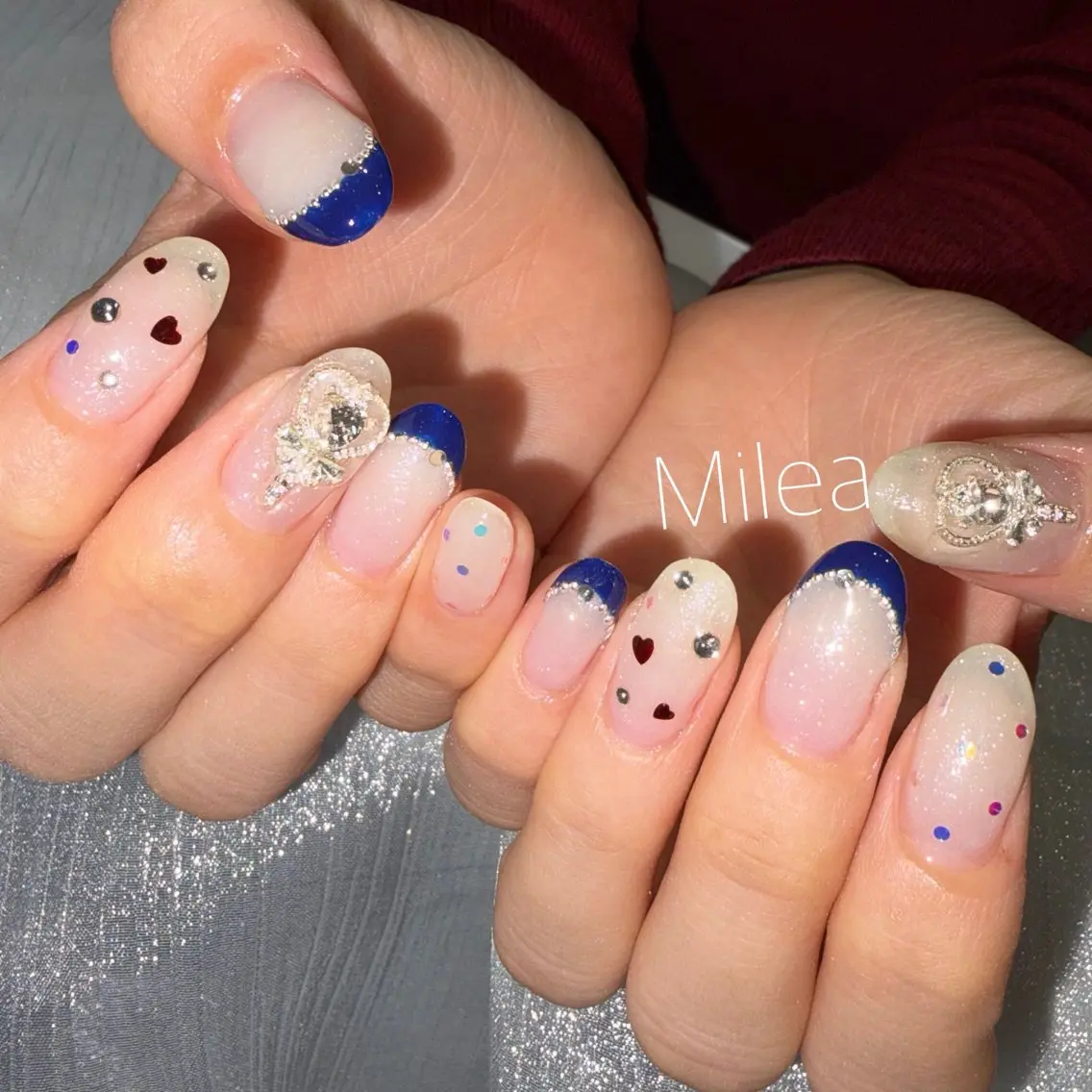 ネイル ハンドネイル Milea🩵 Sayaka🪩のネイルデザイン