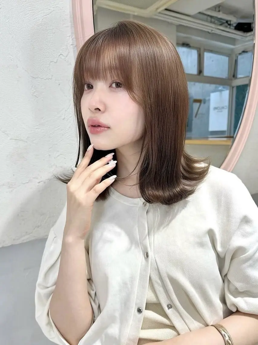ミディアム カラー カット ヘアカラー トリートメント モテ髪🇰🇷韓国 レイヤー🦋まるおのヘアスタイル