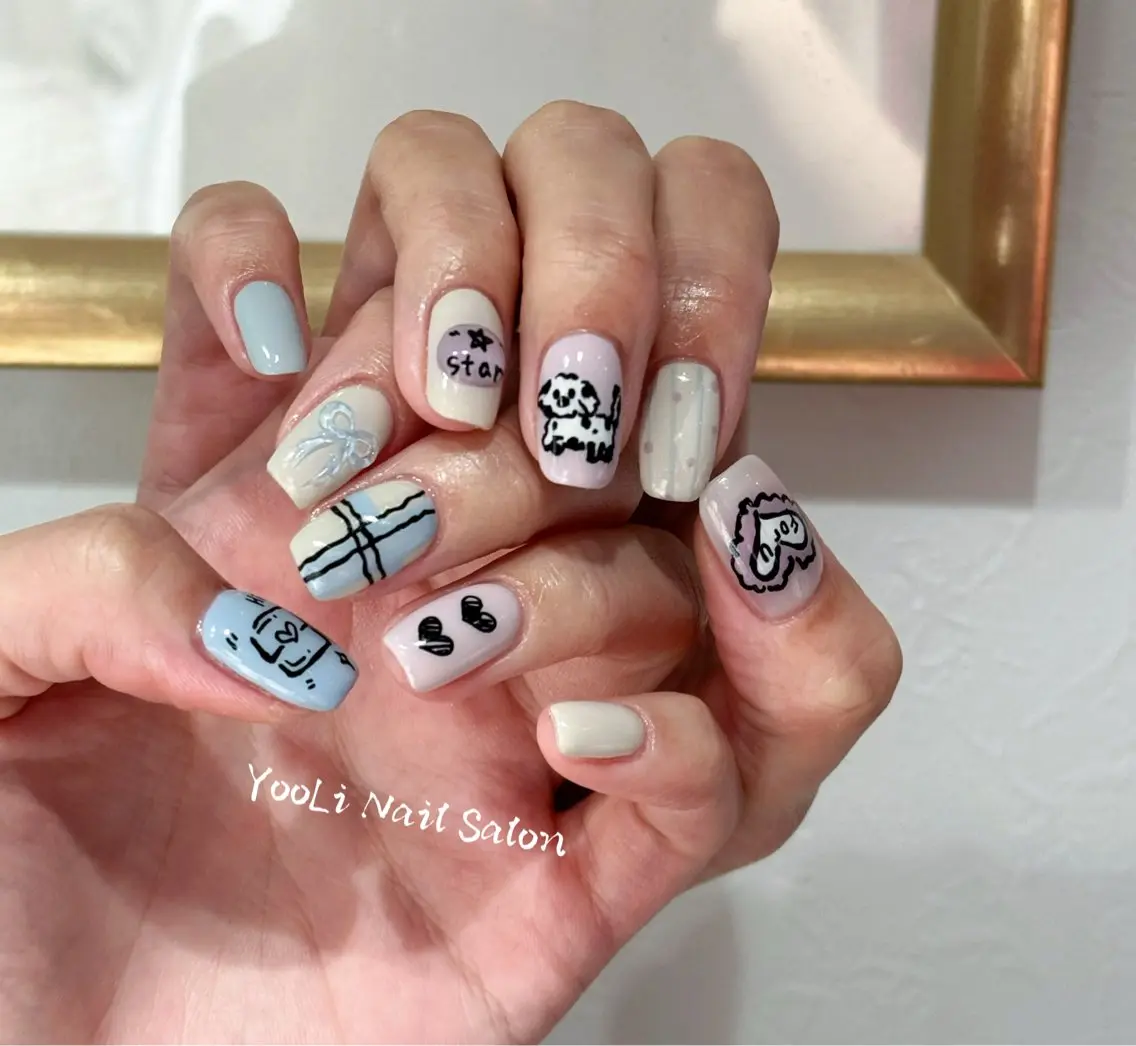 ネイル アートネイル オーロラネイル チークネイル フレンチネイル ガラスフレンチ 🎀🎀YooLi Nail Salonのネイルデザイン