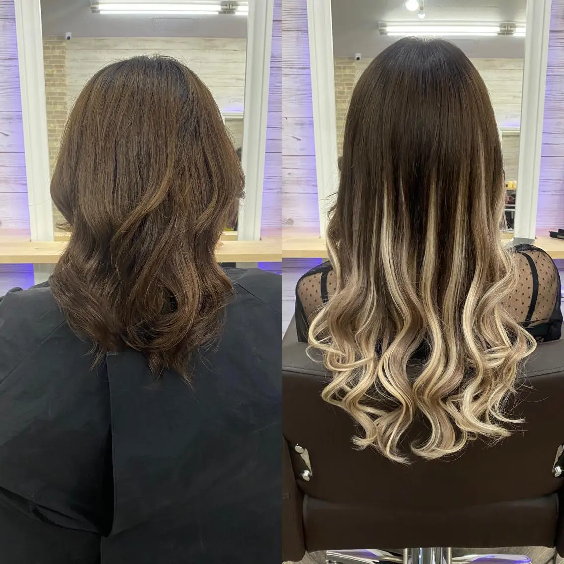 ミディアム カラー ヘアアレンジ アイブロウ ショートボブ 編み込みエクステ シールエクステ ミディアムパーマ バレイヤージュ LAVENDIA 初音のヘアスタイル