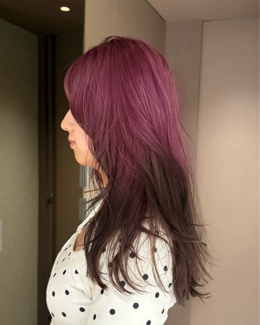 ロング カラー グラデーションカラー レイヤーカット Akari暖色カラー /レイヤーカットのヘアスタイル