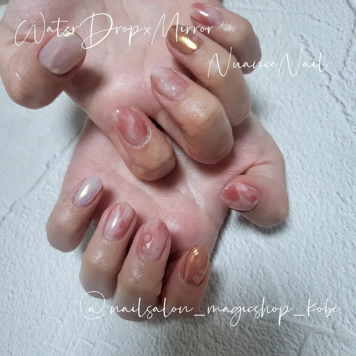 ネイル クリアネイル ジェルネイル ミラーネイル ニュアンスネイル ピンク ハンドネイル Nailsalon MagicShopのネイルデザイン