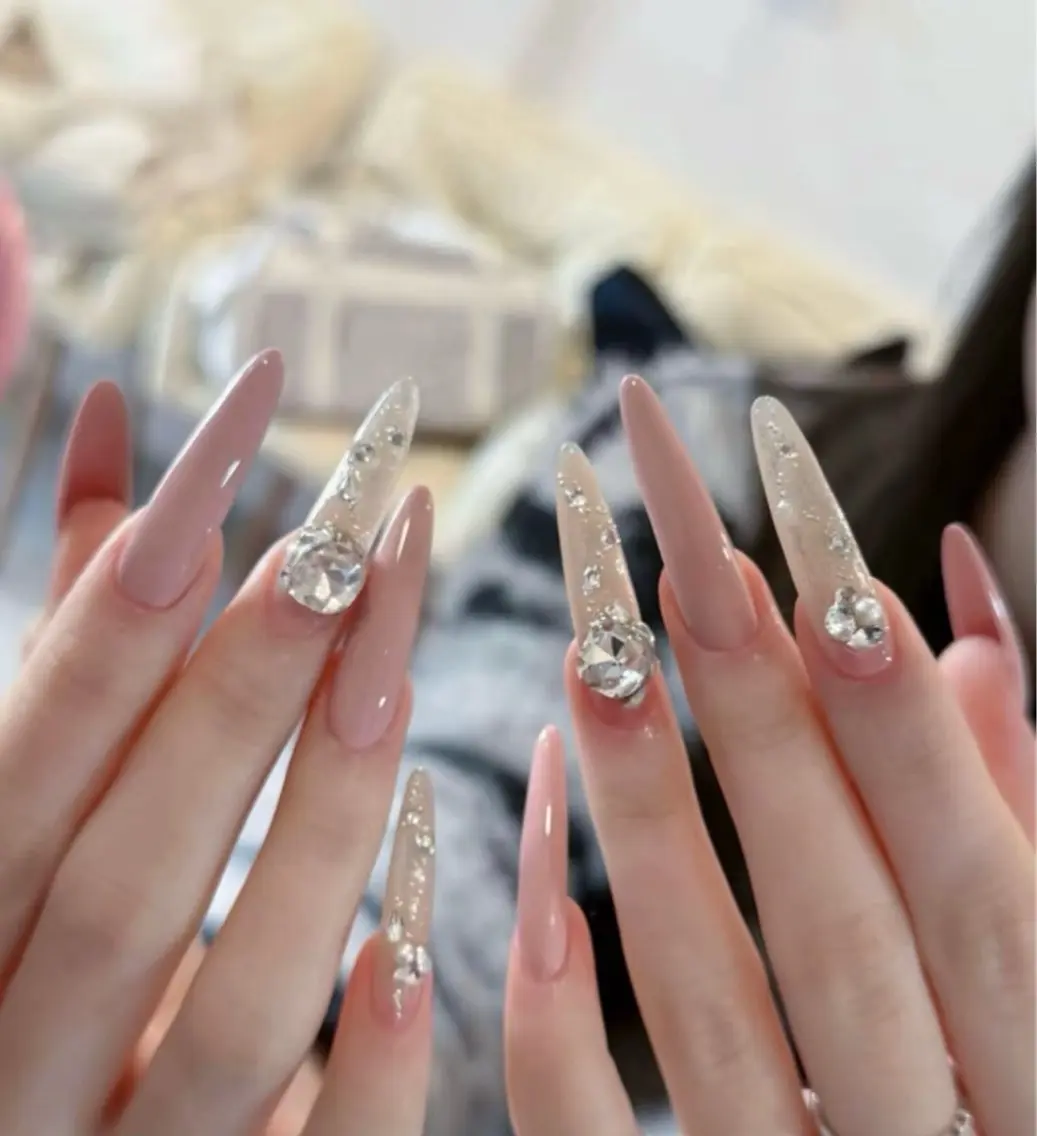 ネイル フレンチネイル ガラスフレンチ キラキラネイル 韓国ネイル ロングネイル ハンドネイル star nail salonのネイルデザイン