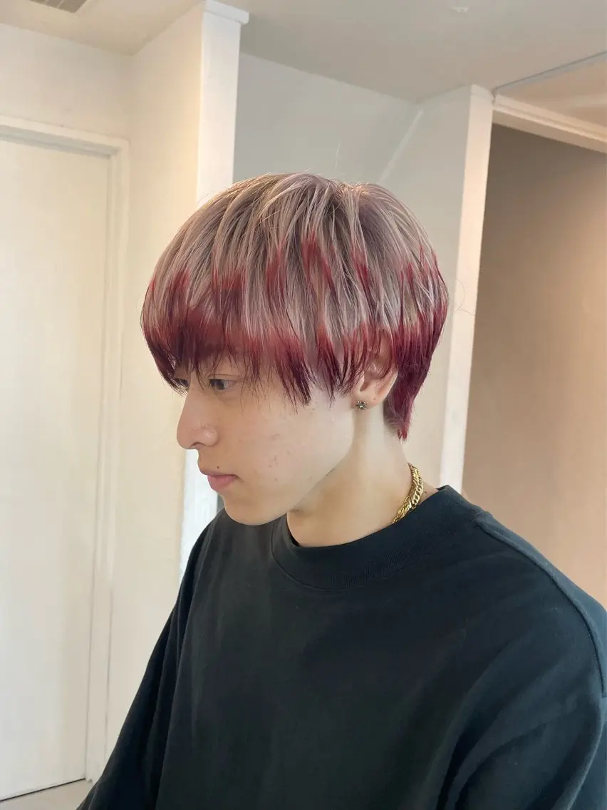 ショート カラー ヘアアレンジ メンズ キッズ メンズハイトーン デザインカラー ハイトーンカラー 🦠デザインカラー/ 魚瀬あおい🦠のヘアスタイル