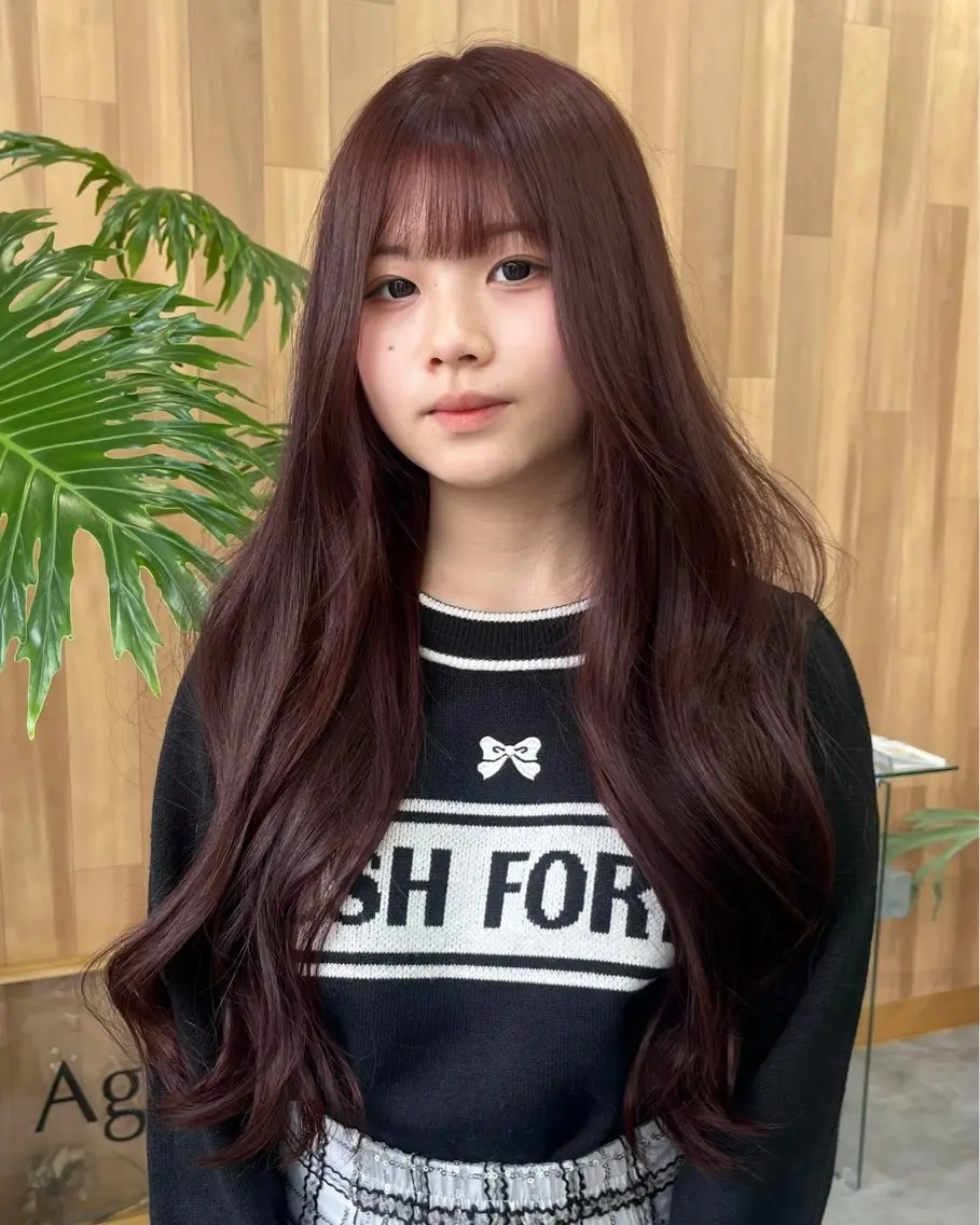 ロング カラー ブラウンカラー ピンクカラー ピンクブラウン カット ヘアカラー トリートメント 駒場 まといのヘアスタイル