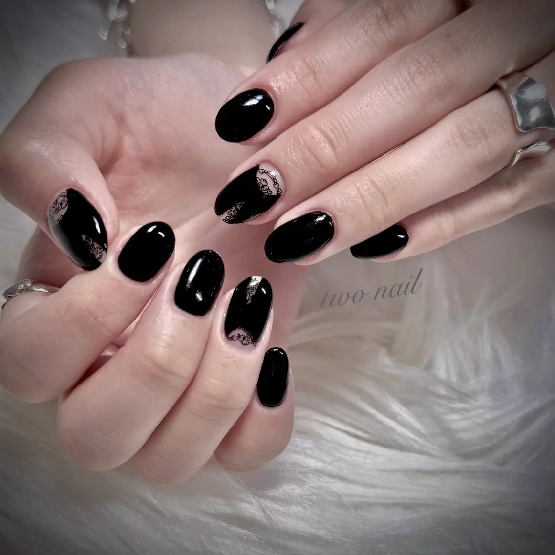 ネイル アートネイル ネイルチップ ホワイト ハンドネイル two nailのネイルデザイン