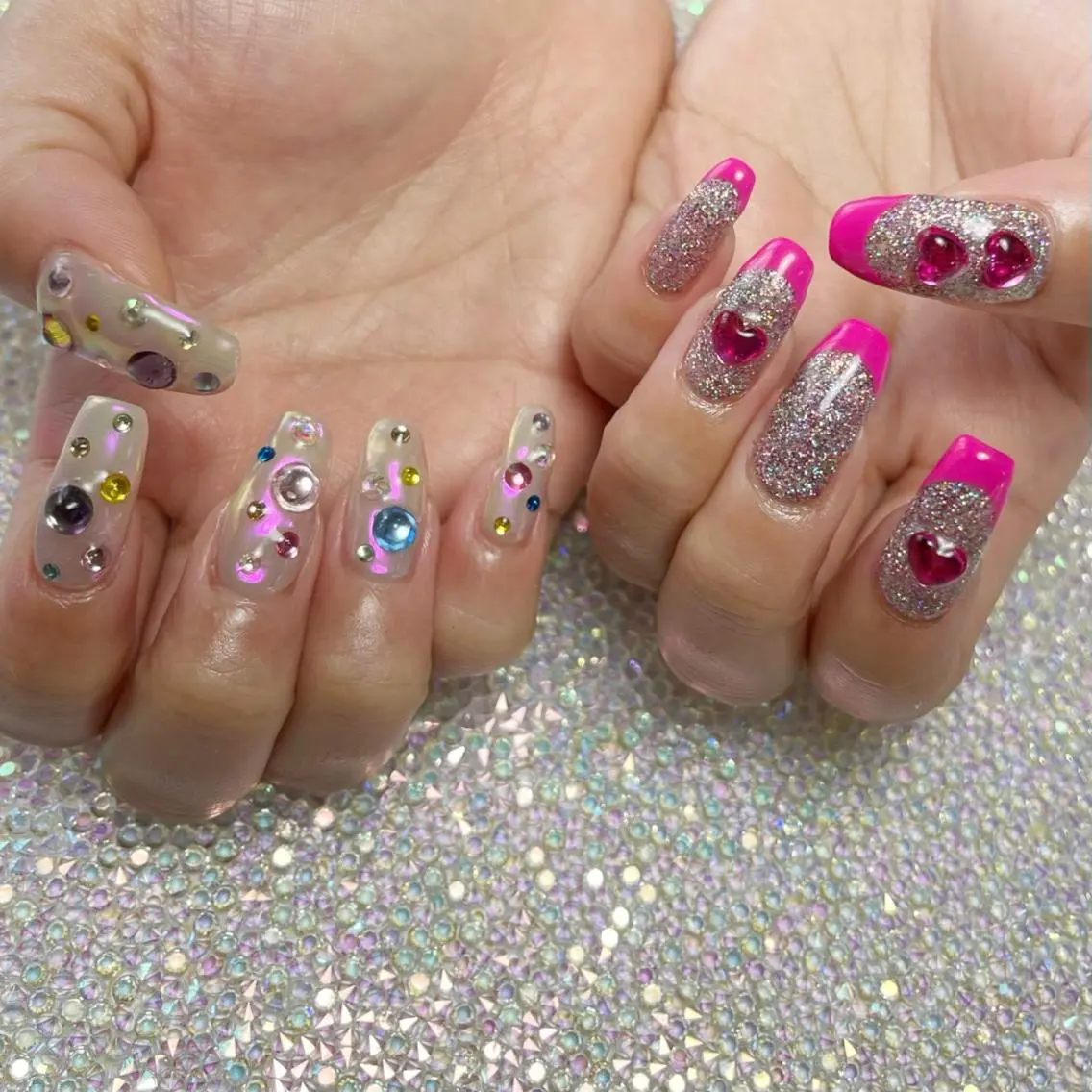 ネイル アートネイル フットネイル ジェルネイル キラキラネイル 韓国ネイル Y nail なんば堀江店のネイルデザイン
