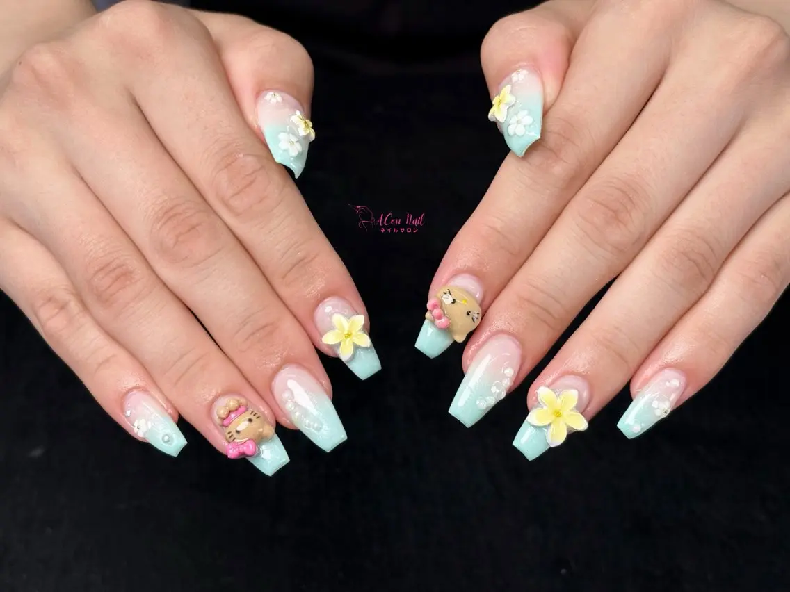 ネイル 桜ネイル 長さ出し フラワーネイル フレンチネイル ジェルネイル ハンドネイル ACon NailSalonのネイルデザイン