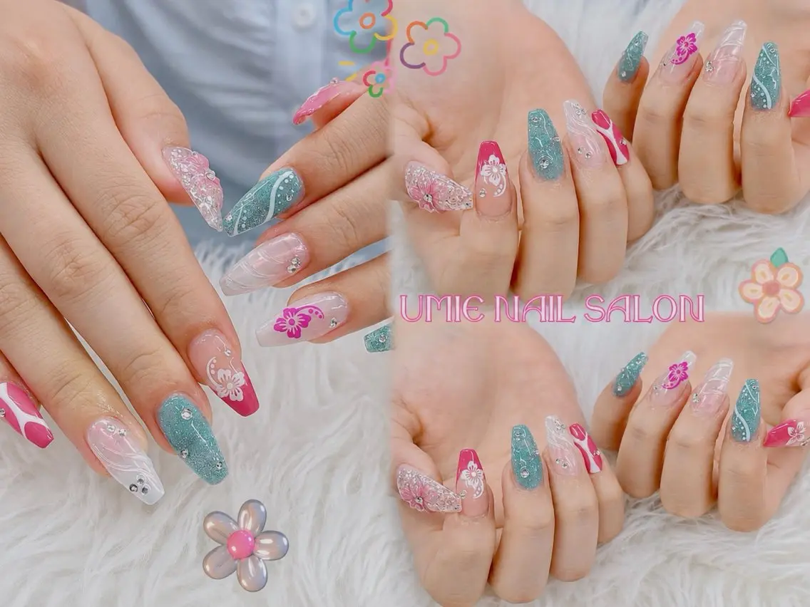 ネイル フットネイル フレンチネイル ジェルネイル ガラスフレンチ マグネットネイル UMIE NAIL SALONのネイルデザイン