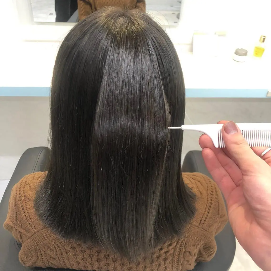 ミディアム カラー ヘアカラー トリートメント ヘッドスパ ヘアセット ⛄️冬の透明感 カラー⛄️大西のヘアスタイル