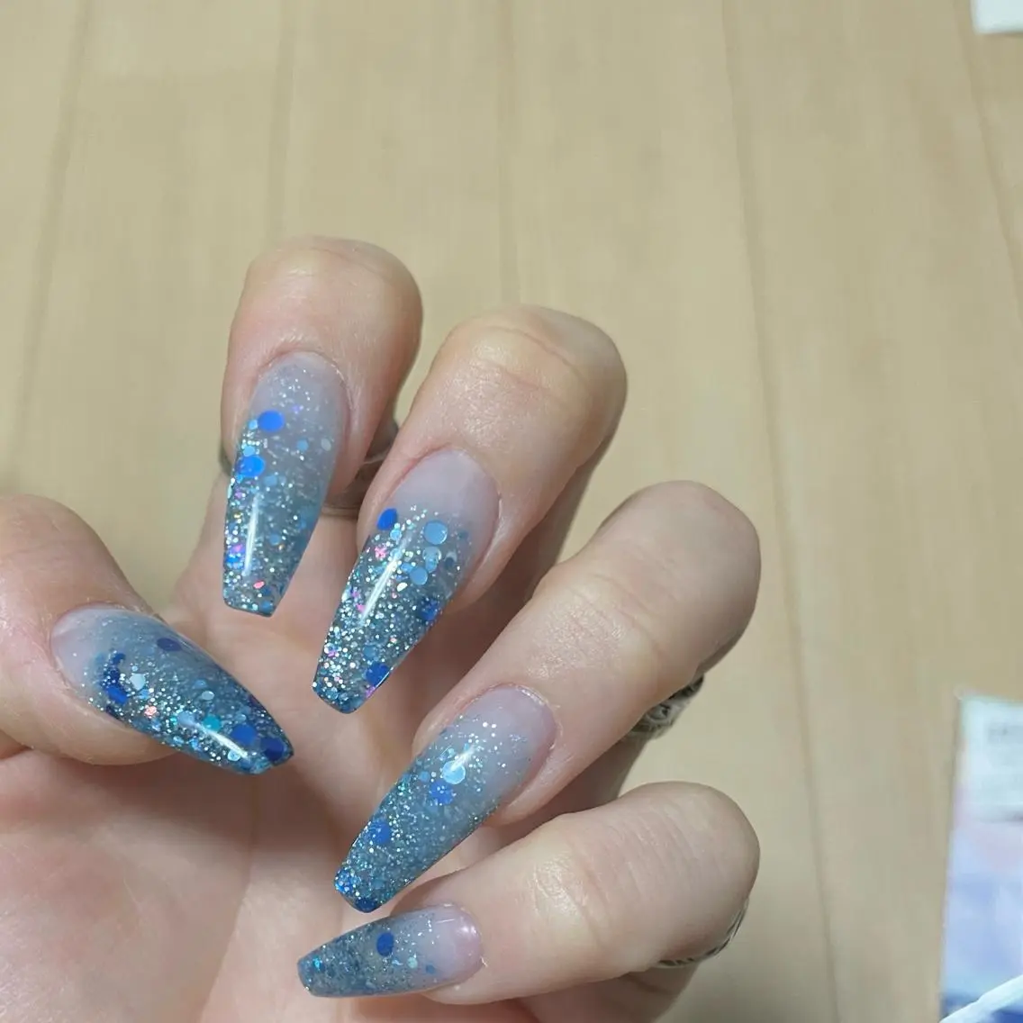 ネイル ラメ(グリッター) ラメグラデーション スカルプネイル YUNA FUKUDAのネイルデザイン