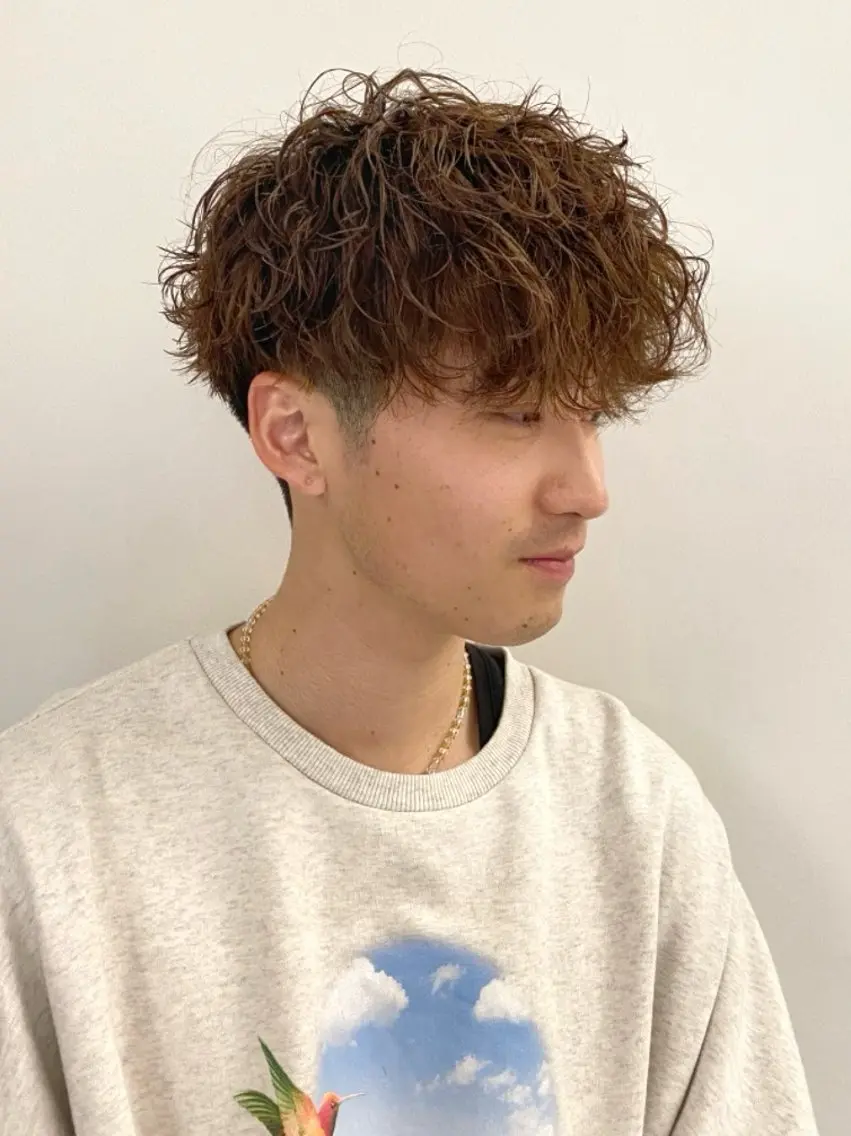 ショート パーマ メンズ センターパート メンズパーマ 波巻きパーマ カット パーマ メンズパーマ/カラー 中島 海のヘアスタイル