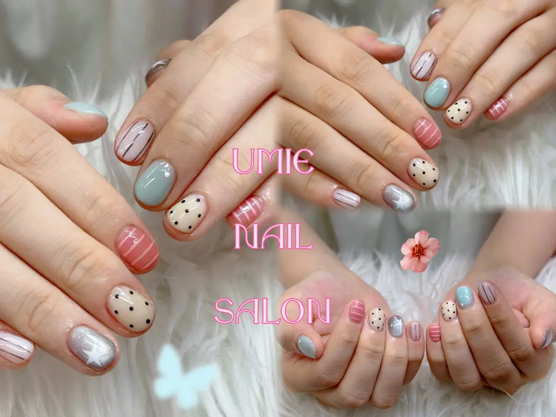ネイル フットネイル フレンチネイル グラデーション キラキラネイル 韓国ネイル UMIE NAIL SALONのネイルデザイン