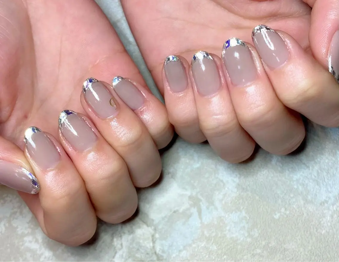 ネイル フレンチネイル ガラスフレンチ ハンドネイル Lino+ ネイル&よもぎ蒸しのネイルデザイン